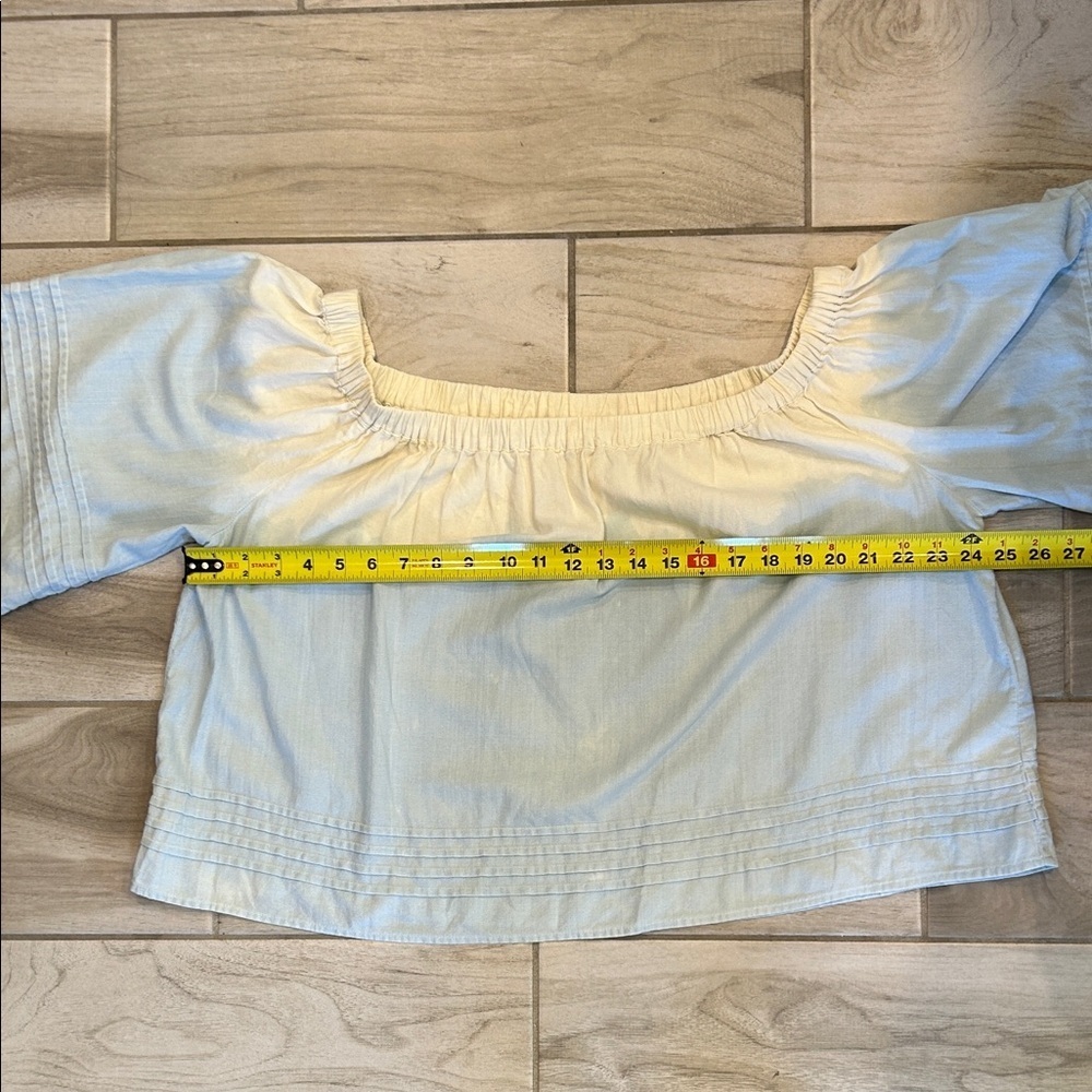 Young Fabulous & Broke Off-Shoulder Blue and White Blouse - Picture 6 of 8